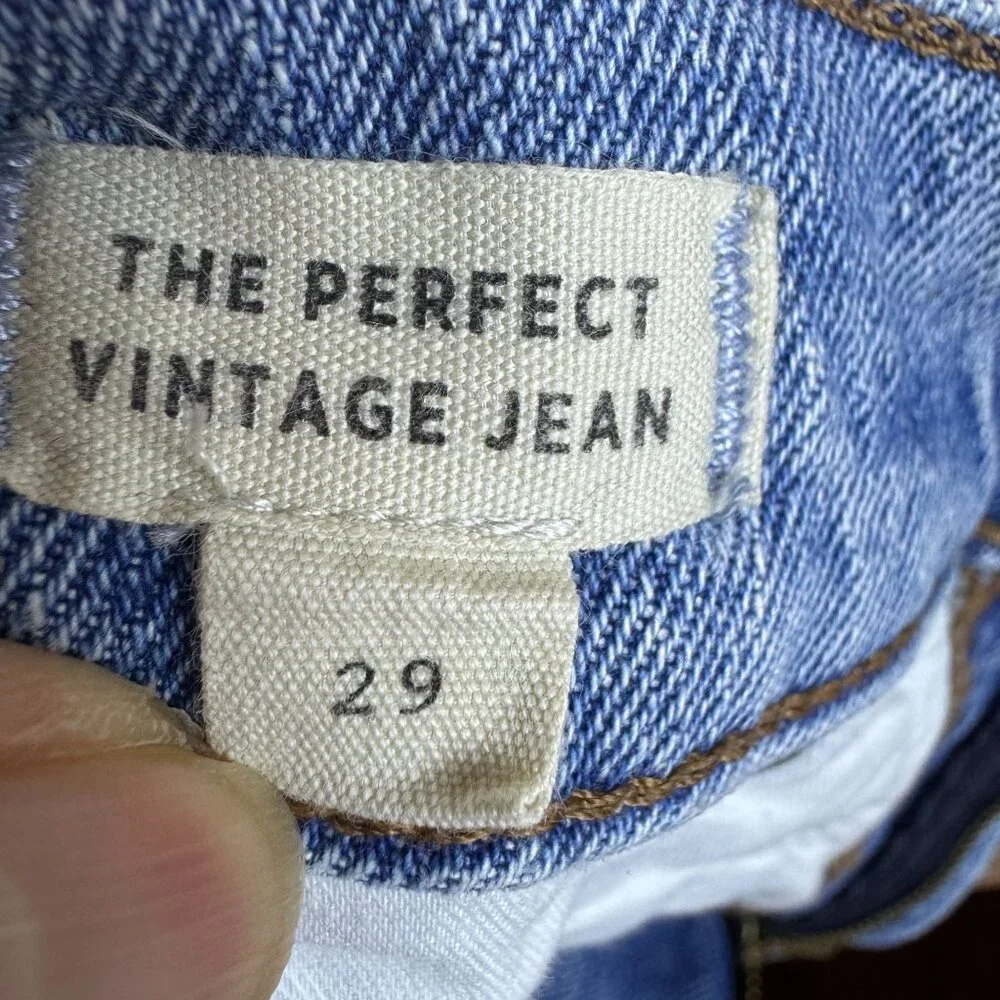 Madewell High-Rise Distressed Raw-Hem Denim Jeans The Perfect Vintage Jean 29 - Picture 7 of 8